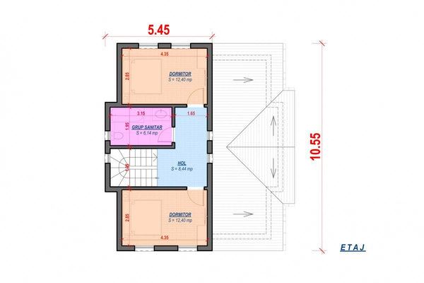 Proiect casa pe structura metalica 150 mp cu etaj 148-022 - plan etaj