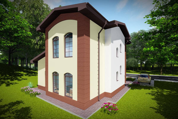 Proiect casa pe structura metalica 150 mp cu etaj 148-022 - model de fatada imagine 4