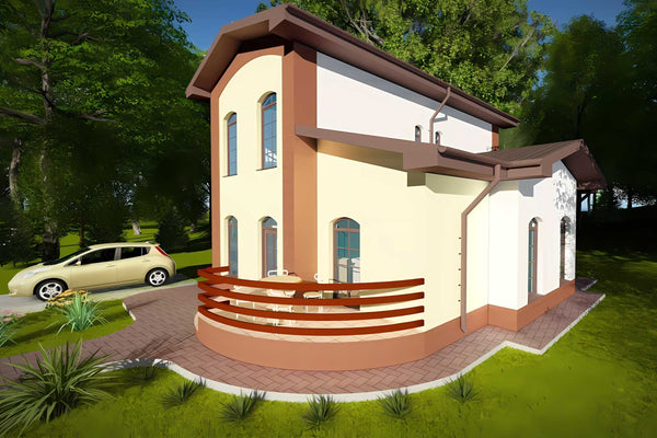 Proiect casa pe structura metalica 150 mp cu etaj 148-022 - model de fatada imagine 2