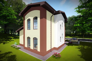Proiect casa pe structura metalica 150 mp cu etaj 148-022 - model de fatada imagine 4 thumbnail