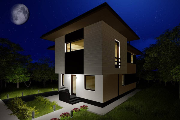 Proiect casa pe structura metalica cu etaj moderna 167-023 - fatada casa imagine 5
