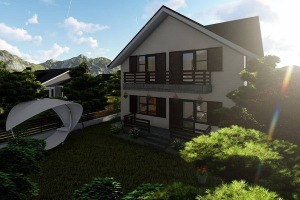 Proiect casa pe structura metalica cu etaj 180 mp 180-070 - model fatada imagine 7