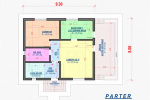 Proiect casa pe structura metalica 180 mp cu etaj 176-030 - plan parter thumbnail