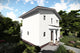 Proiect casa pe structura metalica 180 mp cu terasa 181-026 - fatada de casa alba imagine 4