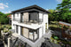 Proiect casa pe structura metalica cu etaj moderna 190-080 - fatada cu piatra decorativa imagine 4