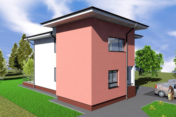 Proiect casa pe structura metalica modern cu doua nivele 016 - fațadă de casă imagine 2