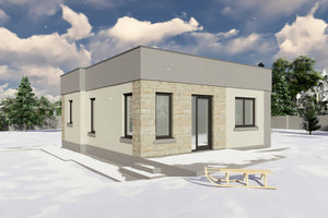 Proiect casa pe structura metalica 2 camere si 1 baie 75 mp - design casa mica poza 9 thumbnail