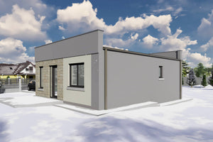 Proiect casa pe structura metalica 2 camere si 1 baie 75 mp - design casa mica poza 14 thumbnail