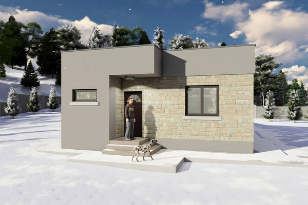 Proiect casa pe structura metalica 2 camere si 1 baie 75 mp - design casa mica poza 18