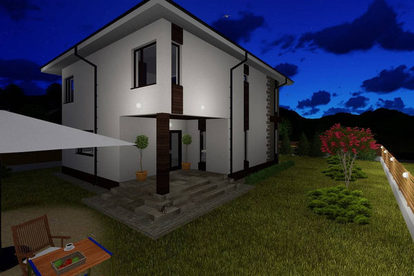 Proiect casa pe structura metalica cu 3 dormitoare 3 bai 034 - fatada de casa exterior imagine 12