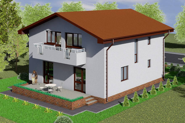 Proiect casa pe structura metalica cu terase si balcoane 005 - model de fatada imagine 4