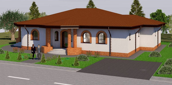Proiect casa pe structura metalica brancoveneasca parter 004 - fatada casa traditionala imagine 4