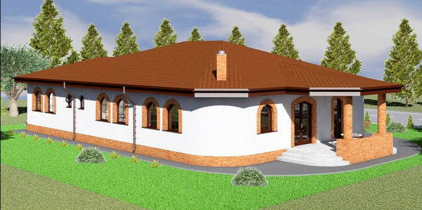 Proiect casa pe structura metalica brancoveneasca parter 004 - fatada casa traditionala imagine 7
