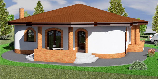 Proiect casa pe structura metalica brancoveneasca parter 004 - fatada casa traditionala imagine 2