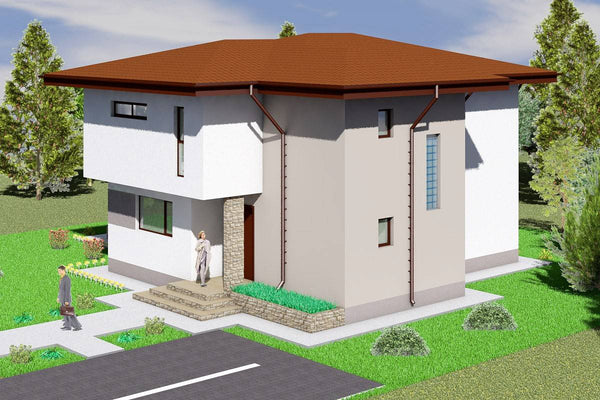 Proiect casa pe structura metalica cu etaj si terase 241-003 - fațadă de casă imagine 2