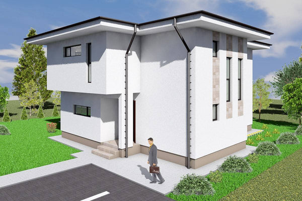 Proiect casa pe structura metalica cu etaj si 4 camere 009 - fatada de casa imagine 4