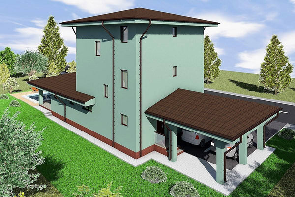 Proiect casa pe structura metalica cu 2 etaje 294-007 - fatada casa exterior imagine 4