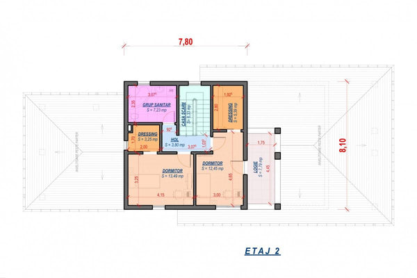 Proiect casa pe structura metalica cu 2 etaje 294-007 - plan casa etaj 2