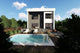 Proiect casa pe structura metalica cu etaj fara acoperis 055 - model fatada cu piscina imagine 6