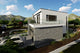 Proiect casa pe structura metalica modern cu garaj dublu 062 - fatada casa cu piatra imagine 5