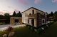 Proiect casa pe structura metalica cu etaj 5 dormitoare 060 - fatada de casa cu piatra imagine 5
