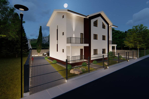 Proiect casa pe structura metalica duplex cu mansarda 066 - fatada casei imagine 2