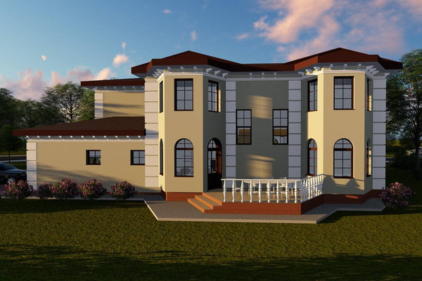 Proiect casa pe structura metalica de lux cu etaj 570-028 - fatada casei imagine 6