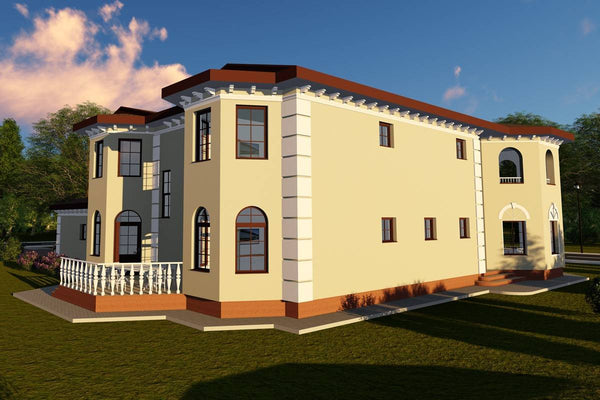 Proiect casa pe structura metalica de lux cu etaj 570-028 - fatada casei imagine 7