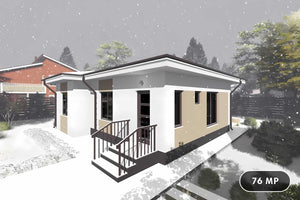 Proiect casa pe structura metalica 076-072 - fatada casei imagine 1 thumbnail