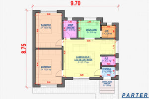 Proiect casa pe structura metalica 076-072 - plan casa parter thumbnail