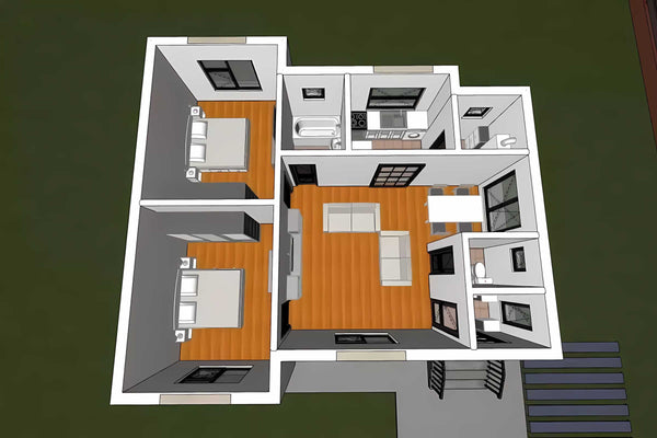 Proiect casa pe structura metalica 076-072 - planul casei imagine