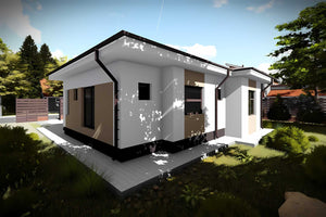 Proiect casa pe structura metalica 076-072 - fatada casei imagine 2 thumbnail