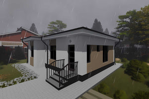Proiect casa pe structura metalica 076-072 - fatada casei imagine 6 thumbnail