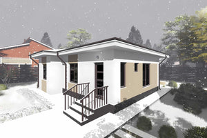 Proiect casa pe structura metalica 076-072 - fatada casei imagine 7 thumbnail