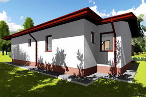 Proiect casa pe structura metalica 80 mp cu 2 dormitoare 035 - fațadă casă imagine 4 thumbnail