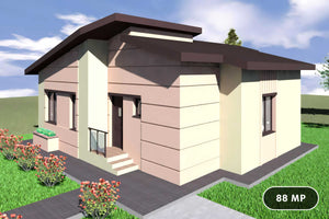 Proiect casa pe structura metalica 90 mp fara etaj 088-019 - model de fatada imagine 1 thumbnail