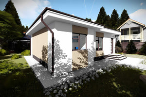 Proiect casa pe structura metalica amprenta 80 mp 081-086 - fațadă de casă imagine 3 thumbnail