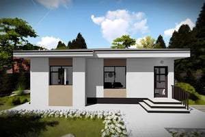 Proiect casa pe structura metalica amprenta 80 mp 081-086 - fațadă de casă imagine 5 thumbnail