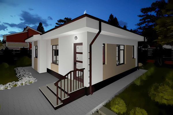 Proiect casa pe structura metalica amprenta 80 mp 081-086 - fațadă de casă imagine 8