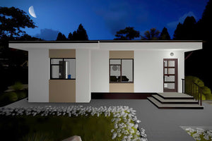 Proiect casa pe structura metalica amprenta 80 mp 081-086 - fațadă de casă imagine 9 thumbnail