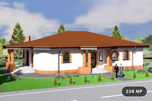 Proiect casa pe structura metalica brancoveneasca parter 004 - fatada casa traditionala imagine 1 thumbnail