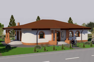 Proiect casa pe structura metalica brancoveneasca parter 004 - fatada casa traditionala imagine 4 thumbnail