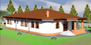 Proiect casa pe structura metalica brancoveneasca parter 004 - fatada casa traditionala imagine 8 thumbnail