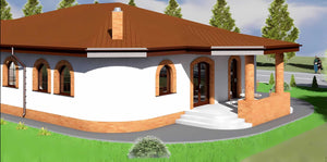 Proiect casa pe structura metalica brancoveneasca parter 004 - fatada casa traditionala imagine 9 thumbnail
