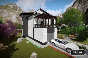 Proiect casa pe structura metalica cu 1 etaj si mansarda 038 - fațadă de casă imagine 1 thumbnail