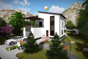 Proiect casa pe structura metalica cu 1 etaj si mansarda 038 - fațadă de casă imagine 5 thumbnail