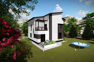 Proiect casa pe structura metalica cu 1 etaj si mansarda 038 - fațadă de casă imagine 6 thumbnail