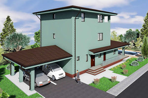 Proiect casa pe structura metalica cu 2 etaje 294-007 - fatada casa exterior imagine 5 thumbnail
