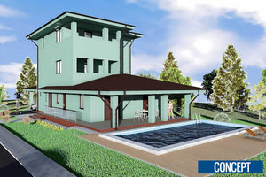 Proiect casa pe structura metalica cu 2 etaje 294-007 - fatada casa exterior imagine 10 thumbnail