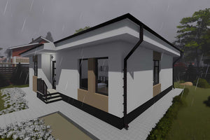 Proiect casa pe structura metalica cu 3 dormitoare 100 mp - fatada de casa moderna imagine 6 thumbnail